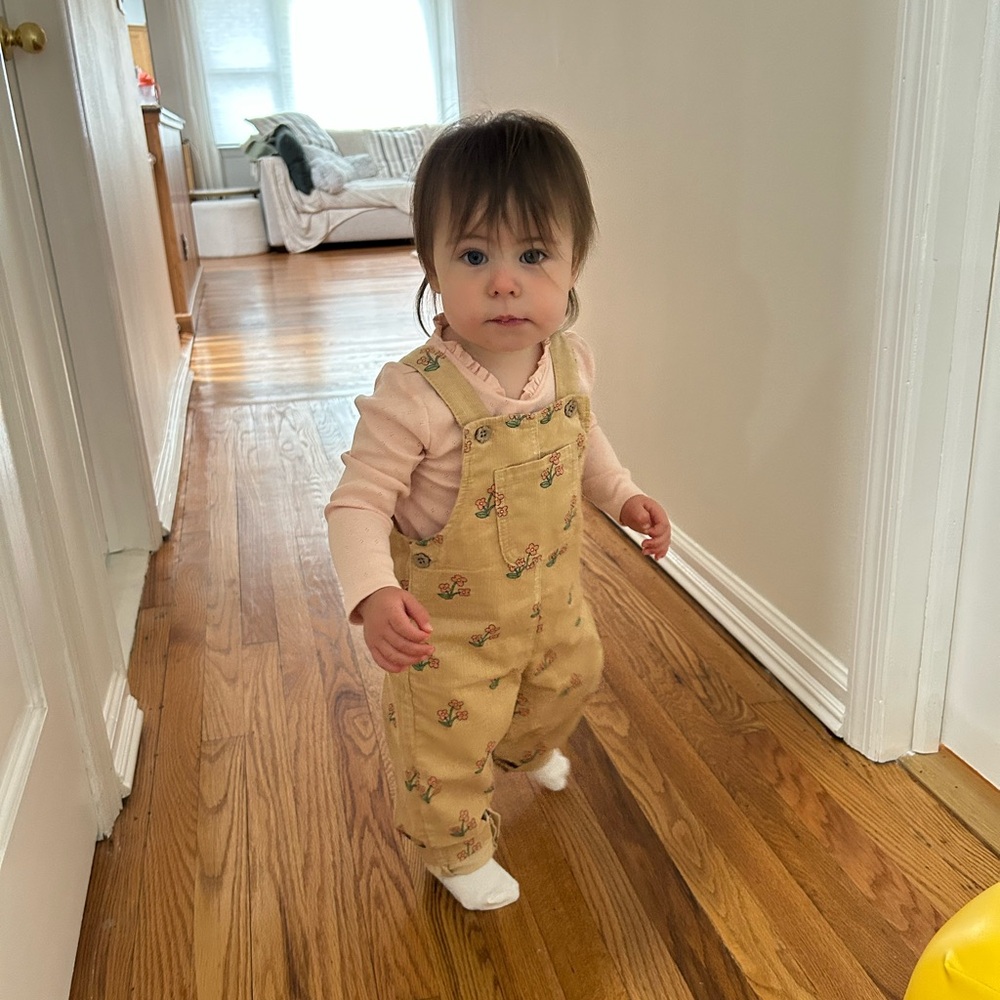 NEXT Baby Floral Corduroy Overalls Outfit Set 12–18M - Picture 7 of 7